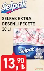 SELPAK EXTRA DESENLİ PEÇETE 20'Lİ SELPAK EXTRA DESENLİ PEÇETE 20'Lİ